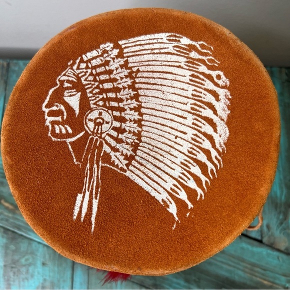 Vintage Native American Canada Leather Wood Drum - Picture 4 of 16